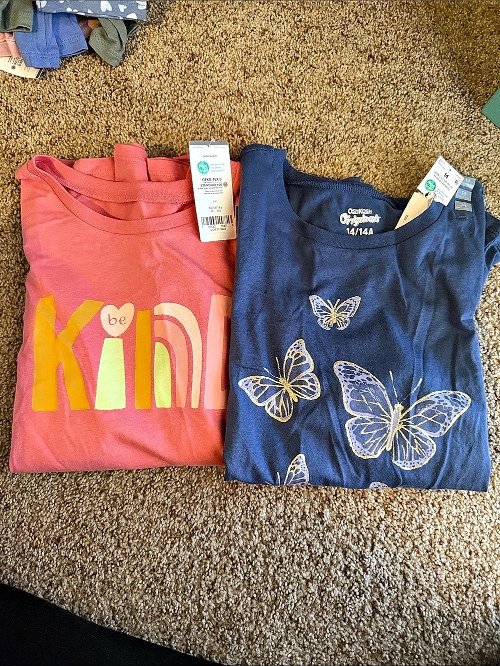 Carter's Girls 14/14A Long Sleeve Tops Pink & Blue NWT